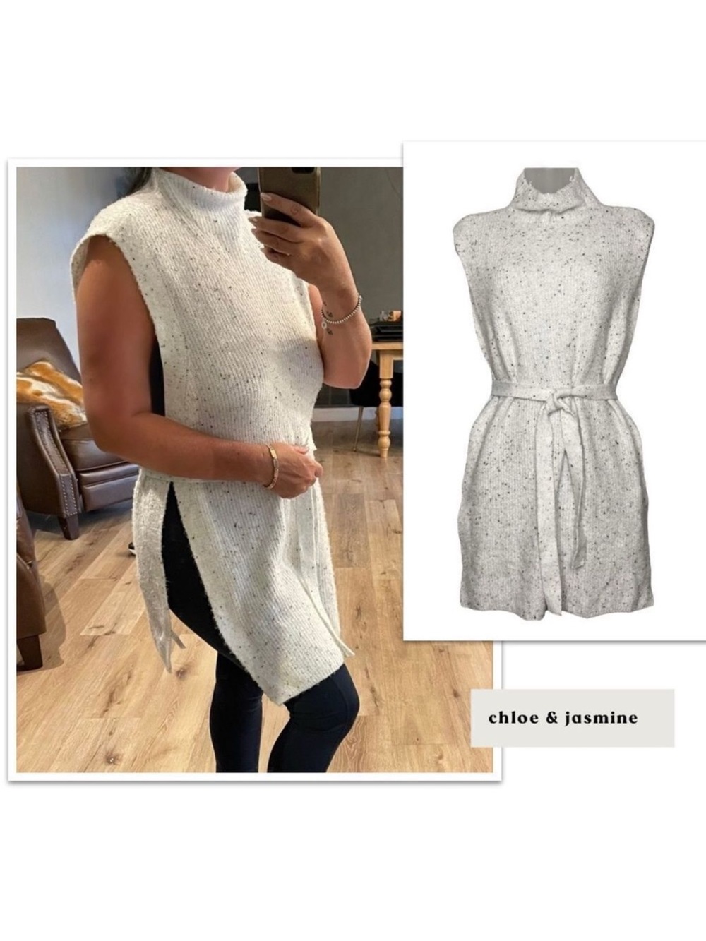 Chloe & Jasmine Long Poncho Sweater Cover Up